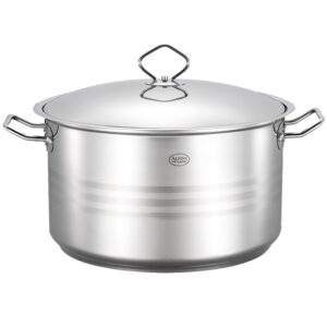 alpine cuisine stainless steel pot with lid 8 quart - stainless steel heavy duty, commercial grade healthy cookware kitchen dutch oven, dishwasher safe