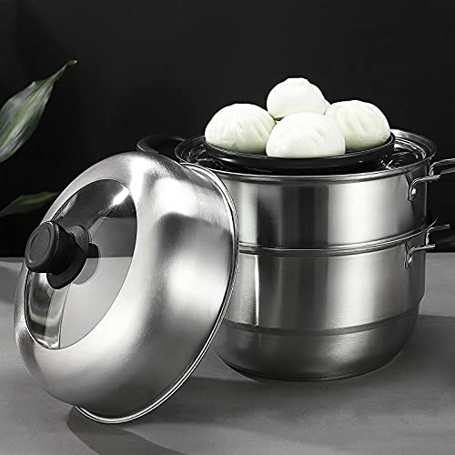 Beeiee Steamer pot for cooking,8.5 Quart,Vegetable steamer,Food steamer,Dumpling steamer,Veggie steamer,Seafood steamer,Fish steamer,Egg steamer,Bun steamer,Steamer cookware,Stainless steel