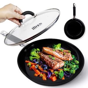 ilinos 10 inch frying pan - non-stick ceramic pan with lid for gas and induction cookers, oven and dishwasher safe frying pan with lid, high heat resistance and even heat distribution