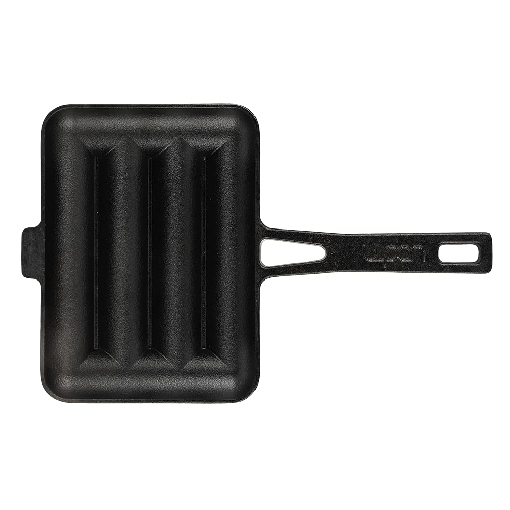 UPAN The Cast Iron Sausage Pan - Pre Seasoned Square Grill Pan for Kitchen and Outdoor Use.