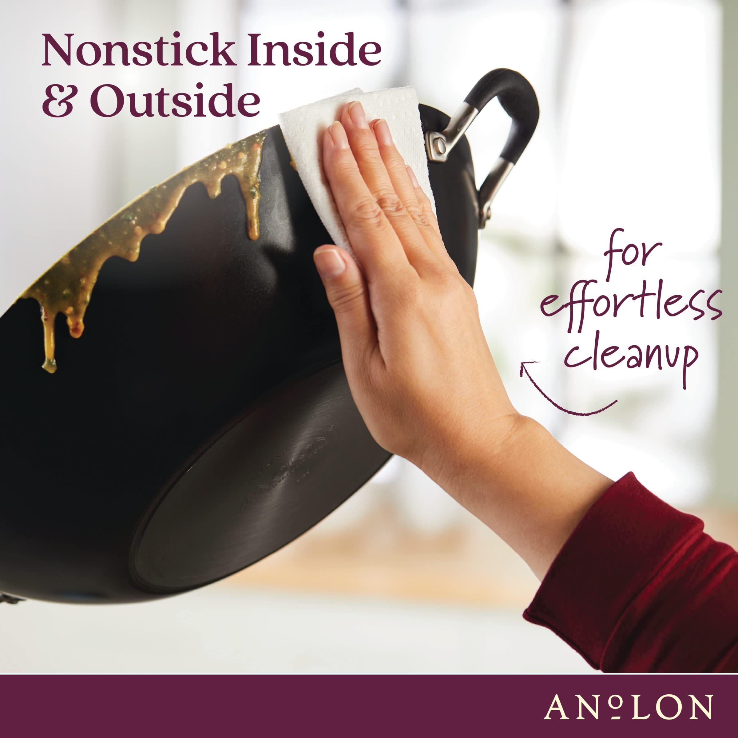 Anolon Advanced Home Hard-Anodized Nonstick Open Stock Cookware- Woks (14-Inch Covered Wok, Onyx)