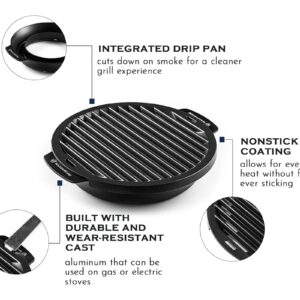 Grill Pan For StoveTop Nonstick - Griddle Pan for Stove Top - Smokeless BBQ Grilling Pan For Electric Stove, Gas Stove Grill - Steak Pan, Fish, Chicken, Vegetables - 12 Inches - Black - WaxonWare