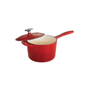 tramontina covered sauce pan enameled cast iron 2.5-quart, gradated red, 80131/060ds