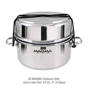 Magma Products, A10-369-2-IND Gourmet Nesting Stainless Steel Induction Saute/Omelette Pan with Ceramica Non-Stick