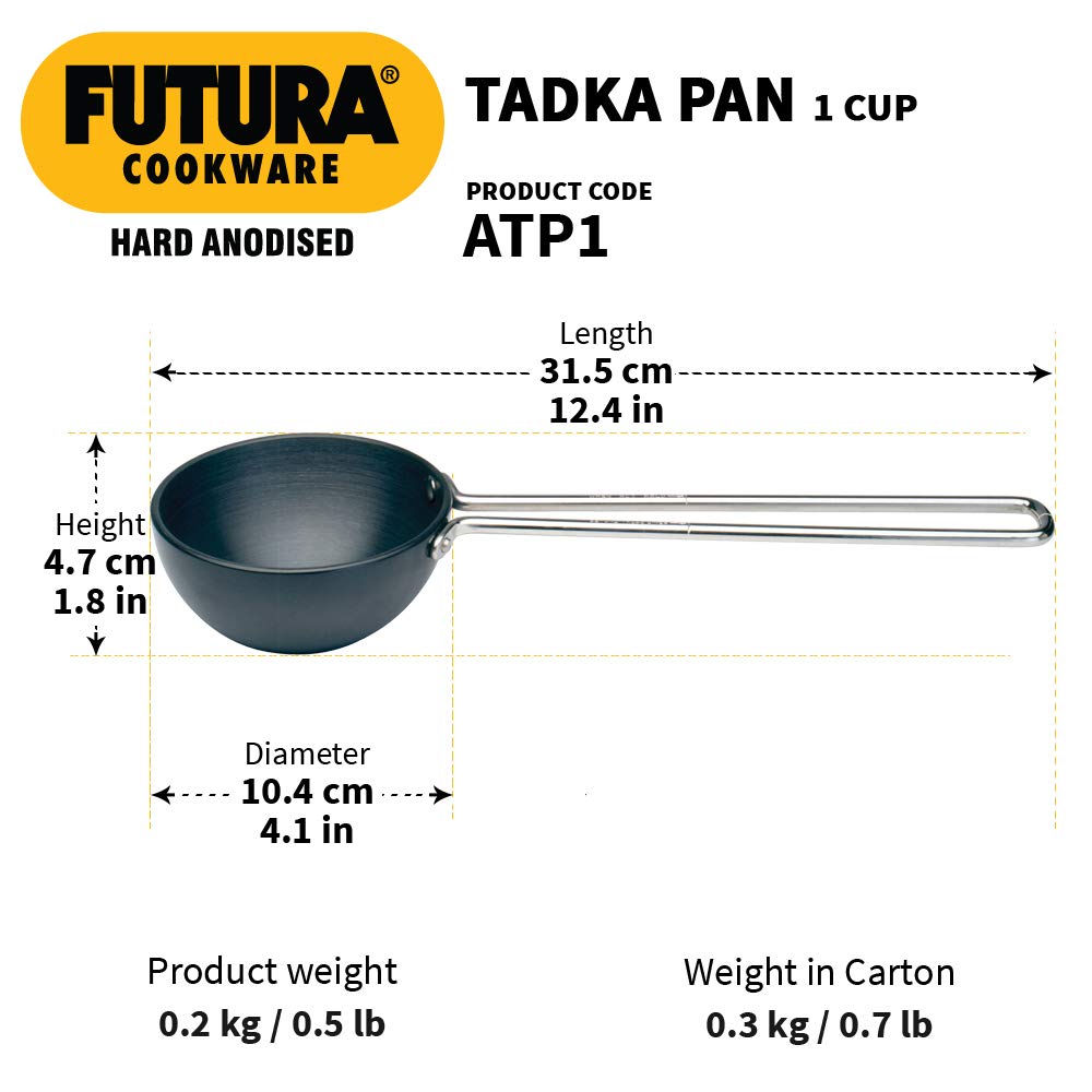 Futura Anodised Heating Pan, 1 Cup, Black