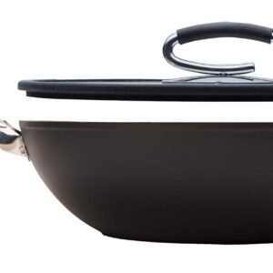 DaTerra Cucina Professional 13 Inch Wok with Glass Lid | Italian Made Ceramic Wok Pan Chef's Favorite Large Wok for All-Around Ease of Cooking Eggs, Burgers, Vegetables and More