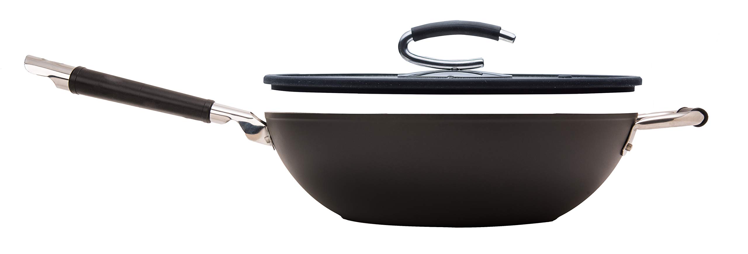 DaTerra Cucina Professional 13 Inch Wok with Glass Lid | Italian Made Ceramic Wok Pan Chef's Favorite Large Wok for All-Around Ease of Cooking Eggs, Burgers, Vegetables and More