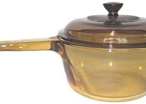 Vintage Corning Visions Visionware 1.5L Amber Sauce Pan Pot w/Lid