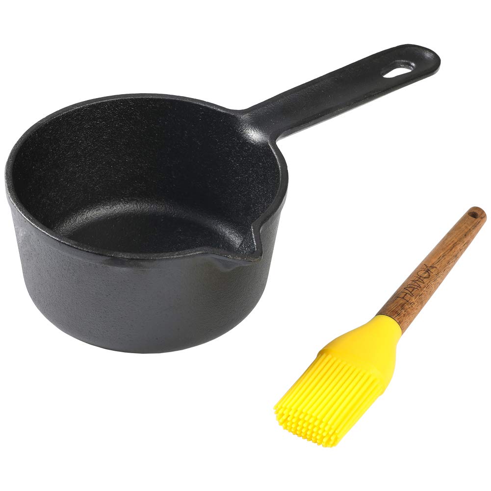 HAWOK 4.9 inch Cast Iron Melting Pot Sauce Pan with Brush,19.4 oz,…