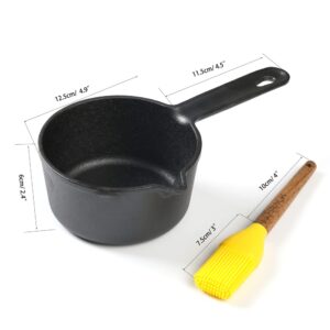 HAWOK 4.9 inch Cast Iron Melting Pot Sauce Pan with Brush,19.4 oz,…