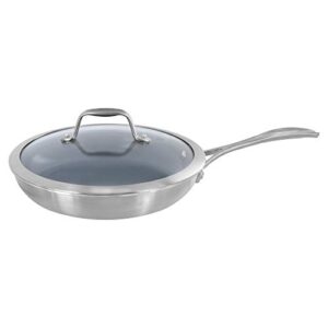 zwilling spirit ceramic nonstick fry pan with lid, 9.5-inch, stainless steel