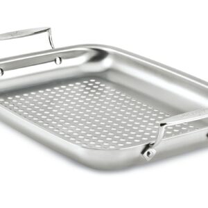 All-Clad Outdoor Stainless Steel Roaster 15x11 Inch Oven Broiler Safe 700F Roaster Pan, Pots and Pans, Cookware Silver