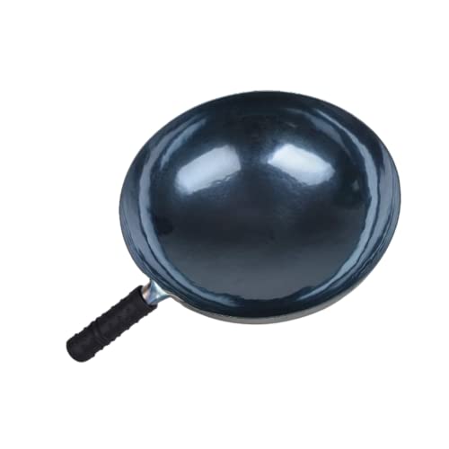 shuoguoleilei Chinese Hand Hammered Iron Woks Set, Non-stick No Coating Preseasoned Wok Blue Round Bottom Wok Pan For Electric, Induction and Gas Stoves （Blue Black-14）