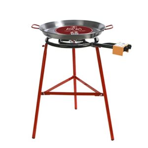 gourmanity, tabarca paella burner and stand set with 20 inch carbon steel paella pan, paella pan and burner set with reinforced legs, 14 servings, paella kit imported from spain, made by garcima