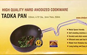 Eris Hard Anodized Mini Fry Pan/Tadka Pan, Black, 4.75"
