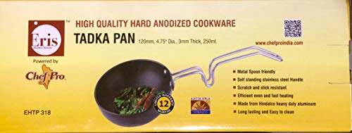 Eris Hard Anodized Mini Fry Pan/Tadka Pan, Black, 4.75"