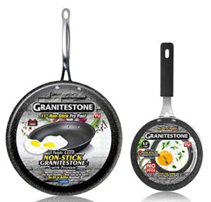 granitestone original 10 nonstick frying pan with 5.5" egg omelette pan, nonstick skillet set, no-warp, mineral-enforced, pfoa-free, oven safe dishwasher-safe cookware set - as seen on tv