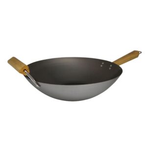 imusa usa wpan-10018 non-coated wok with wooden handles 14-inch, silver