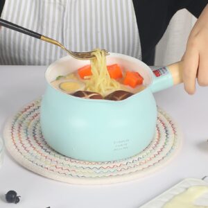 Japanese-style small milk pot non-stick coating hot milk small soup pot, 1.2L, 5 cups, imitation enamel pot (White)