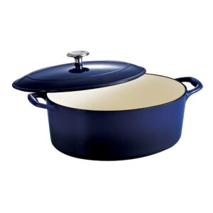 tramontina covered oval dutch oven gourmet enameled cast iron 7-quart, gradated cobalt, 80131/078ds