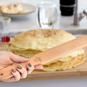 The ORIGINAL Crepe Spreader and Spatula Kit - 2 Piece Set (4” Spreader and 14” Spatula) Convenient Size to Fit Small Crepe Pan Maker | All Natural Beechwood Construction only From Indigo True Company