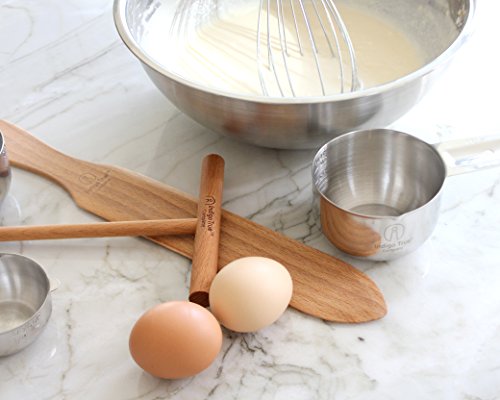 The ORIGINAL Crepe Spreader and Spatula Kit - 2 Piece Set (4” Spreader and 14” Spatula) Convenient Size to Fit Small Crepe Pan Maker | All Natural Beechwood Construction only From Indigo True Company