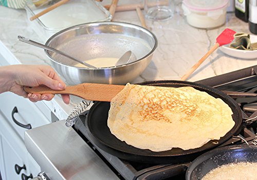 The ORIGINAL Crepe Spreader and Spatula Kit - 2 Piece Set (4” Spreader and 14” Spatula) Convenient Size to Fit Small Crepe Pan Maker | All Natural Beechwood Construction only From Indigo True Company