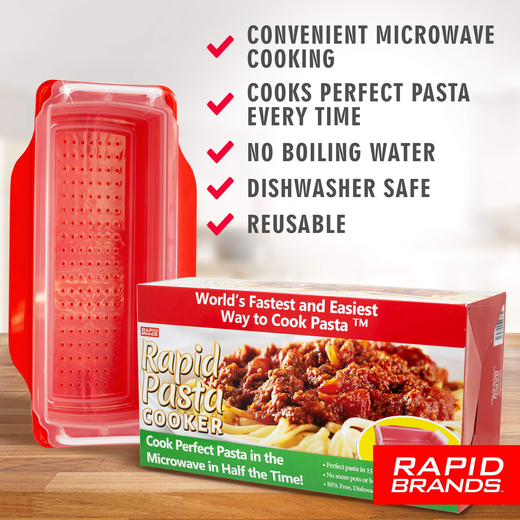 Rapid Pasta Cooker | Microwave Any Pasta in Half the Time | Perfect for Dorm, Small Kitchen, or Office | Dishwasher-Safe, Microwaveable, and BPA-Free