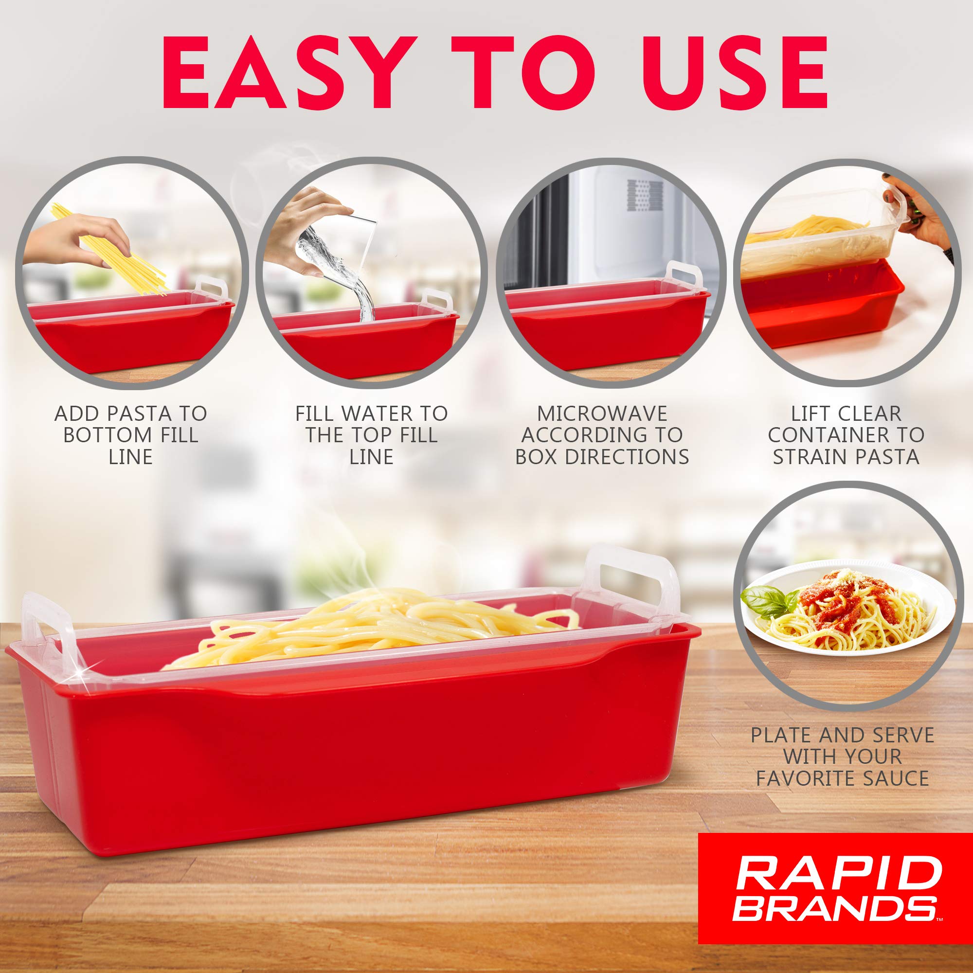 Rapid Pasta Cooker | Microwave Any Pasta in Half the Time | Perfect for Dorm, Small Kitchen, or Office | Dishwasher-Safe, Microwaveable, and BPA-Free