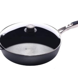 Swiss Diamond 5.8 Quart, 12.5 Inch Saute Pan HD Nonstick Includes Lid and Stainless Steel Handle, PFOA Free, Dishwasher and Oven Safe Skillet, Grey