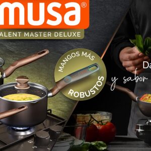 IMUSA USA 9.5" Nonstick Fry Pan with Thermal Signal Indicator and Glass Lid/Steam Vent