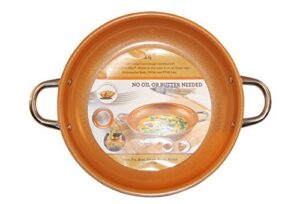 dawpet copper frying pan 14-inch non stick ceramic infused titanium steel oven safe, dish washer safe, scratch proof round handles for comfort grip