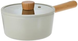neoflam fika sauce pan for stovetops and induction | wood handle and glass lid | made in korea (7" / 1.7qt)