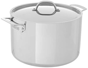 viking culinary 3-ply stainless steel stock pot, 12 quart, includes metal lid, dishwasher, oven safe, works on all cooktops including induction