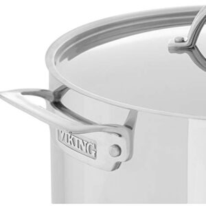 Viking Culinary 3-Ply Stainless Steel Stock Pot, 12 Quart, Includes Metal Lid, Dishwasher, Oven Safe, Works on All Cooktops including Induction