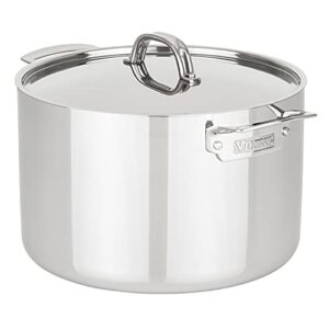 Viking Culinary 3-Ply Stainless Steel Stock Pot, 12 Quart, Includes Metal Lid, Dishwasher, Oven Safe, Works on All Cooktops including Induction