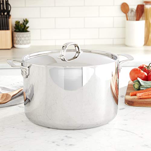 Viking Culinary 3-Ply Stainless Steel Stock Pot, 12 Quart, Includes Metal Lid, Dishwasher, Oven Safe, Works on All Cooktops including Induction