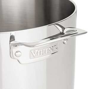 Viking Culinary 3-Ply Stainless Steel Stock Pot, 12 Quart, Includes Metal Lid, Dishwasher, Oven Safe, Works on All Cooktops including Induction