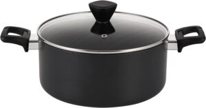 qstar 5 qt hard-aluminum nonstick stock pot with glass lid and stay cool handle (5.0 qt black)