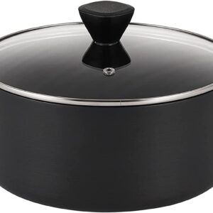 QStar 5 qt Hard-Aluminum Nonstick Stock Pot with Glass Lid and Stay Cool Handle (5.0 qt black)