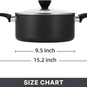 QStar 5 qt Hard-Aluminum Nonstick Stock Pot with Glass Lid and Stay Cool Handle (5.0 qt black)