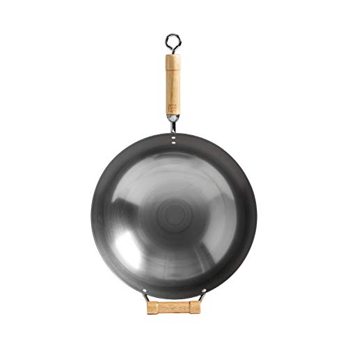 JOYCE CHEN Classic Series 14-Inch Round Bottom Carbon Steel Wok with Birch Handles