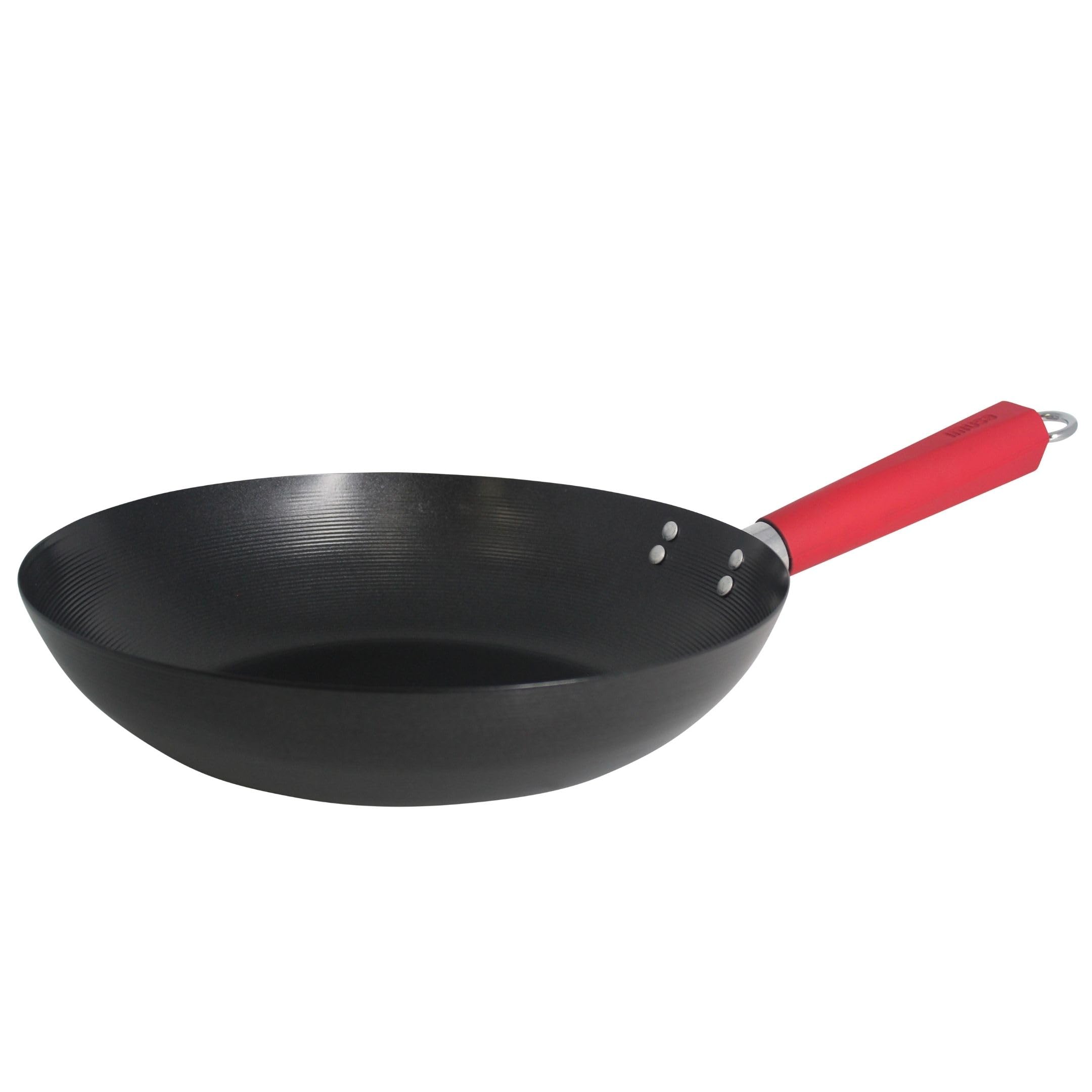 Imusa USA Inch, Red PAN-10046 12" Nonstick Carbon Steel Wok, Handle