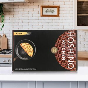 OUWO High-performance 9.5 Inch Nonstick Frying Pan/Egg Pan/Omelet Pan, Swiss Granite Coating, PTFE and PFOA Free, Induction Compatible, with Iconic Designed Box, Ideal gifts for kitchen lovers