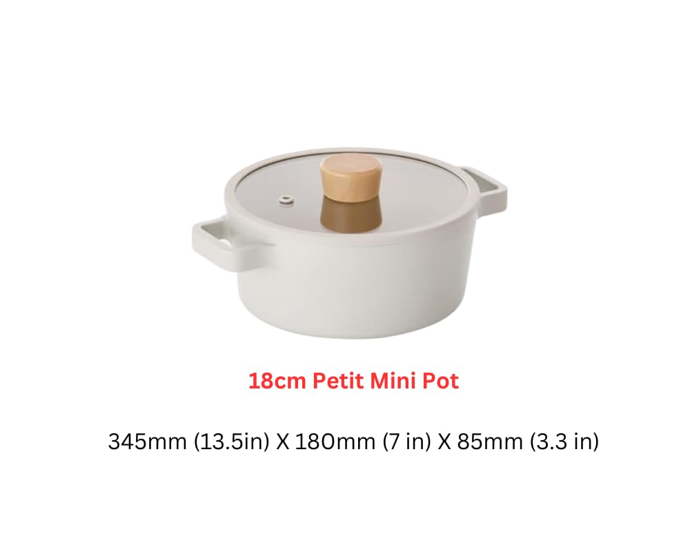 Fika NEOFLAM Mini Petit Pot for Stovetops and Induction | Wood knob and Glass Lid | Made in Korea (7 inch / 1.6qt)