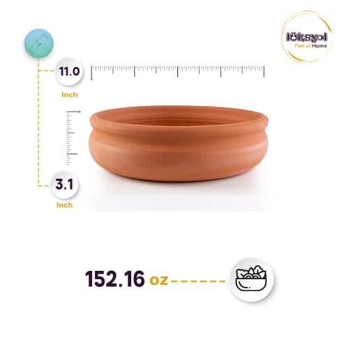 Luksyol Clay Pan For Cooking, Pan for Mexican Indian Korean Dishes, Handmade Cookware, Clay Pot or Oven, Terracotta Pot, Clay Pot For Cooking, Unglazed Clay Pots For Cooking, Clay Oven Pan 11 Inches