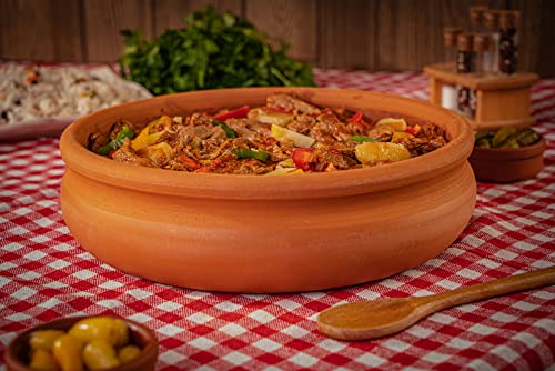 Luksyol Clay Pan For Cooking, Pan for Mexican Indian Korean Dishes, Handmade Cookware, Clay Pot or Oven, Terracotta Pot, Clay Pot For Cooking, Unglazed Clay Pots For Cooking, Clay Oven Pan 11 Inches