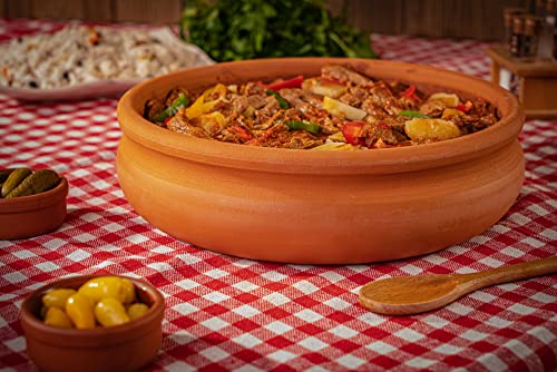 Luksyol Clay Pan For Cooking, Pan for Mexican Indian Korean Dishes, Handmade Cookware, Clay Pot or Oven, Terracotta Pot, Clay Pot For Cooking, Unglazed Clay Pots For Cooking, Clay Oven Pan 11 Inches