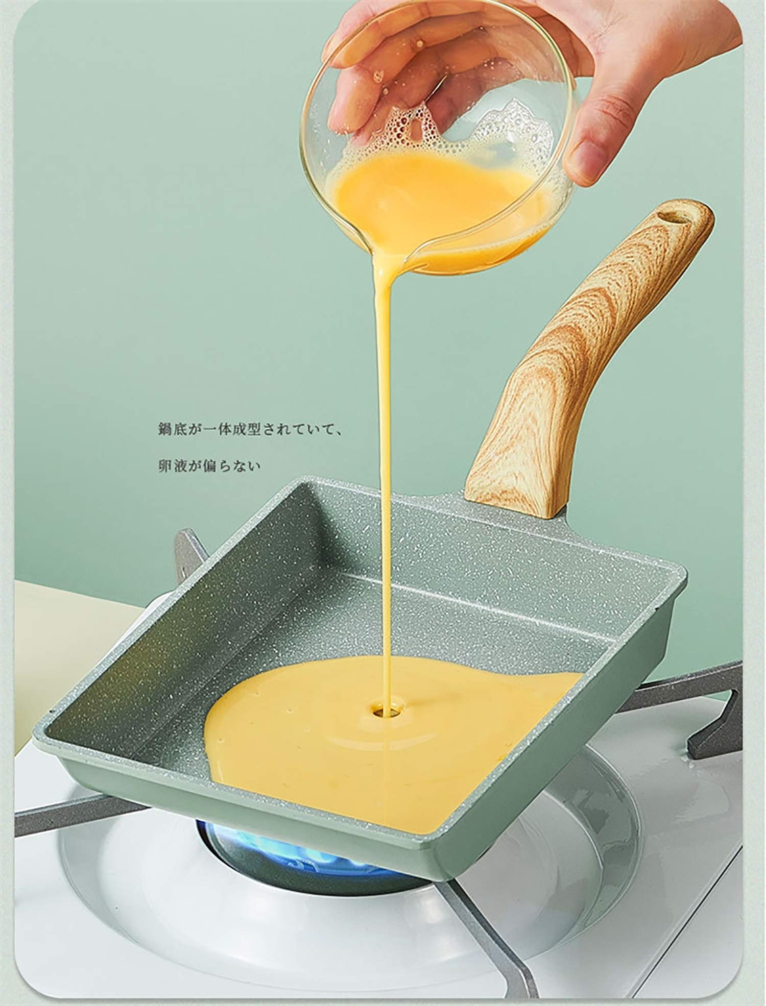 MIHUNTER Japanese Omelette Pan Nonstick Tamagoyaki Egg Pan,Retangle Small Frying Pan,with Silicone Spatula & Brush,Non-Stick Coating (PFOA Free) - 20 x 15cm