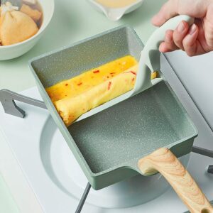 MIHUNTER Japanese Omelette Pan Nonstick Tamagoyaki Egg Pan,Retangle Small Frying Pan,with Silicone Spatula & Brush,Non-Stick Coating (PFOA Free) - 20 x 15cm